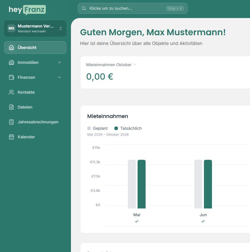 Mandant wechseln über den Switcher links oben in der Plattform